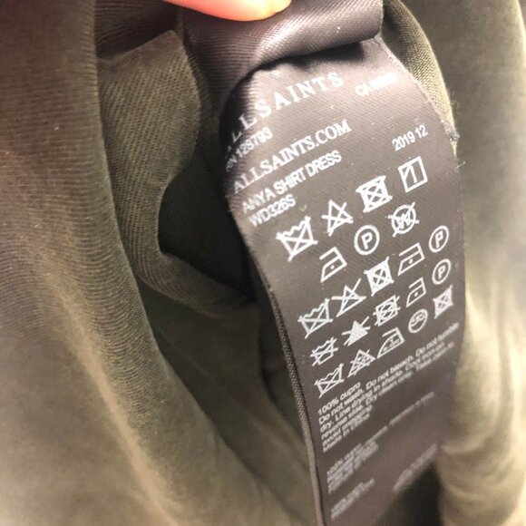 AllSaints Anya Green Shirt Dress Buttoned Sz L - Picture 9 of 9